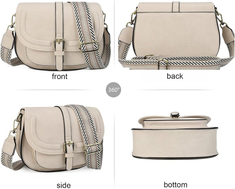 AFKOMST Crossbody Bags for Women,Small Saddle Purse and Boho Cross Body Handbags,Vegan Leather - Image 3